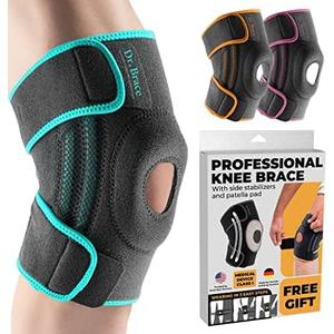 DR. BRACE ELITE Knee Brace with Side Stabilizers & Patella Gel Pads for Maximum Knee Pain Support and Fast Recovery for Men and Women (Earth, Large) (Large, Earth)