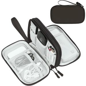 FYY Electronic Organizer, Travel Cable Organizer Bag Pouch Electronic Accessories Carry Case Portable Waterproof Double Layers All-in-One Storage Bag for Cable, Cord, Charger, Phone, Earphone Coffee