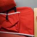 Folding Beach Chair, 4 Position Portable Backpack Foldable Camping Chair with Headrest, Cup Holder, and Wooden Armrests,  Striped