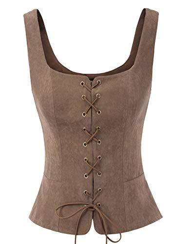Scarlet Darkness Renaissance Costume Women Ren Faire Corset Top Steampunk Victorian Tailcoat Cofee L