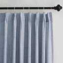 HIG Dusty Blue Linen-Like Pinch Pleated Shower Curtain, 72 Inch Wide, Fabric Bathroom Curtain with Memory Shape, Modern Neutral Solid Color, Machine Washable Privacy Cloth Curtain for All Season Use