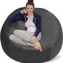 Sofa Sack Bean Bag Chair - Plush, Ultra Soft - Memory Foam Bean Bag Chair with Microsuede Cover - Stuffed Foam Filled Furniture and Accessories for Dorm Room 5 Feet - Charcoal