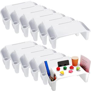 Kisston 12 Pcs Kids Lap Desk Bulk Tray Lap Table Bed Table Plastic Desk with Extra Storage Space Activities Children Portable for Kids Students Work Study School Classroom(White)