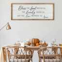ZZJJHYWGQ Bless The Food Before Us Wall Decor Kitchen Christian Blessing Sign 32"12" Christian Grateful Family Quote Farmhouse Dining Room Large Catholic Wooden Frame Wall Hanging Art (Wood)