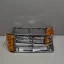 Partsam Pair Headlight Bezel with Amber LED Turn Signal Light 3 Wire Compatible With 1989-2002 Freightliner FLD Truck Replacement For A06-20738-000 A06-20738-001