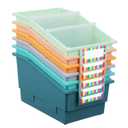 6 Pack Picture Book Bins with Dividers for Classroom, Boho