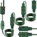 Enhon 1 Pcs 15 Ft Green Extension Cord with 9 Outlets and On/Off Switch, Christmas Tree Light Extension Cord with Safety Fuse Male Plug for Christmas Or Holiday Lights, Christmas Village Lights