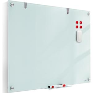 Glass Whiteboard Dry Erase Board - TANKEE Magnetic Glass White Board 36 x 24 Inches, Modern Large Frameless White Board for Wall, Office, Home, School, with Marker Tray, 3' x 2'