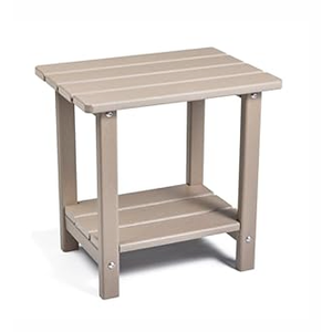 Apolimi Adirondack Outdoor Side Table, 2-Tier Sturdy Patio End Table Weather Resistant, 16.5" Solid Side Table for Patio, Pool, Porch(Grayish Brown)