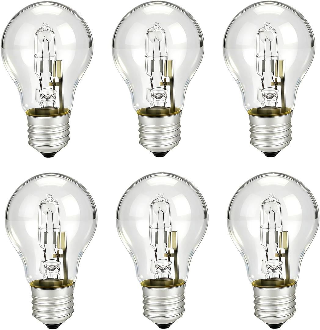 6-Pack 78796&043168787963 Halogen Light Bulbs, 43W A19 E26 Base 120V, 60W Equivalent, Replacement Bulbs for Table Lamps & Enclosed Fixtures
