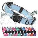 WhoseID Airtag Dog Collar | with Waterproof Air Tag Holder | QR Code Pet ID |Durable Comfortable Oxford Padded | Reflective Collar | for Outdoor Large Dogs(Blue2, L, 15''~24'')