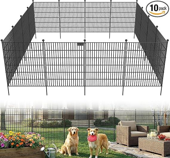 10 Panel No Dig Decorative Garden with Gate 32"H x 24.2'L
Rust-Resistant Welded Metal with deep ground stakes,Decorative Fencing for Patio, Flower Bed ,Yards