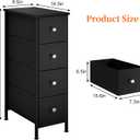 Fixwal Narrow Storage Cabinet, Small Dresser with 4 Drawers, Slim Fabric Dresser Storage for Small Spaces, Black Nightstand Side Table for Bedroom, Bathroom, Laundry, Closet, Dorm