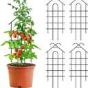 ARIFARO 24" Metal Garden Trellis for Climbing Plants, 4 Pack Plant Trellis for Potted Plants, Indoor Outdoor Black Trellis for Vines, Flowers, House Plants, 10" Wide