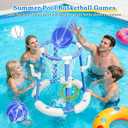 2 in 1 Pool Basketball Hoop with Backboard & Ring Toss Game,Floating Pool Toys with 4 Balls 8 Rings&Pump Summer Water Basketball Indoor Outdoor Toy Gifts Family Party for Kids Age 3-5 4-8 8-12& Adult