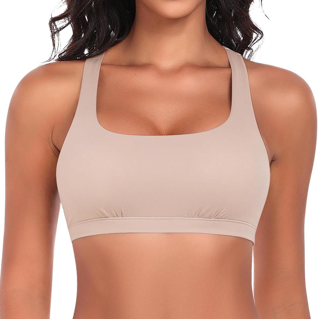 Werkiss Wireless Bralettes Natural Lift Racerback Bras for Women No Underwire Light Support Sports Bra (L)