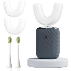 Ultrasonic Automatic Electric Toothbrush for Adults- U Shaped self Brushing Toothbrush, 360 Mouth Cleaning, 5 Modes for Whitening, IPX7 Waterproof Rechargeable (Deep Blue)