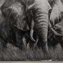 ZHENGYIN Elephant Wall Art 29x58 Inch, Black and White Canvas Print, Large African Safari Animal Wall Art for Living Room, Dining Room, Bedroom, Hallway, Office Decor, Horizontal Elephant Picture