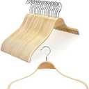 TOPIA HANGER Slim Natural Wood Hangers with Extra Soft Non-Slip Rubber Grips, 18-Pack High-Grade Fashion Hanger No Shoulder Bump for Sweater, Camisole, Jacket, Dress, Coat -CT16N