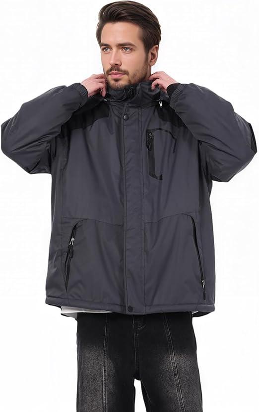 Men's Waterproof Ski Winter Jacket with Detachable Hood, (S-4XL), Warm Windproof Snow Coat for Skiing & Snowboarding, M