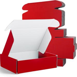 Spakon 50 Packs Shipping Boxes Cardboard Corrugated Mailer Packaging Boxes for Small Business Cute Small Box Cardboard Carton Box Mailers for Packaging Product (Red,9 x 6 x 2.36 Inches)