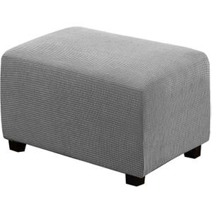 H.VERSAILTEX Ottoman Cover Slipcover Rectangle Fit Length 33"-38" Footrest Sofa Slipcovers Stool Cover Footstool Protector Covers Feature Stretch Thick Soft Jacquard Fabric Removable Washable - Dove
