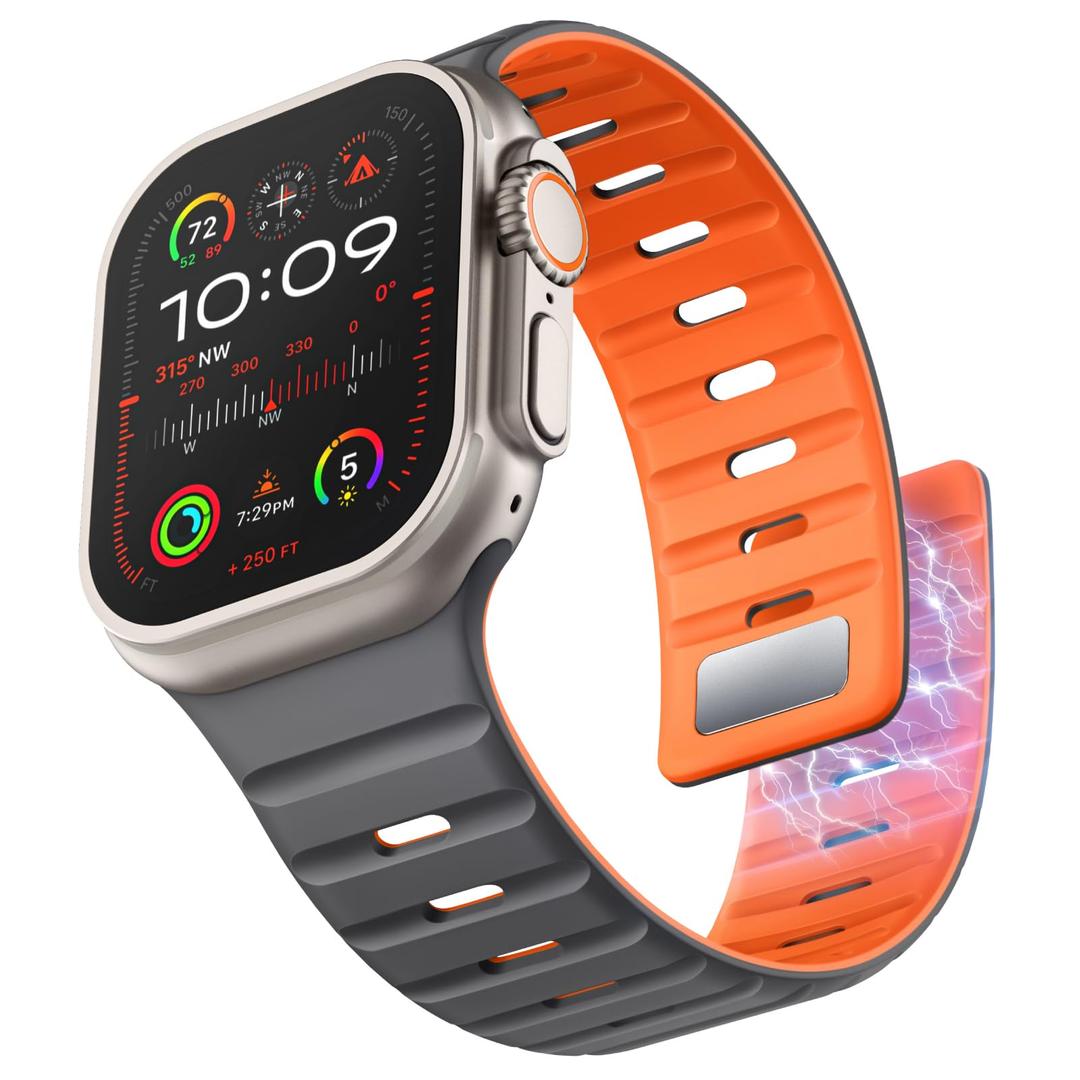 Suitisbest Silicone Magnetic Bands Compatible for Apple Watch Band 49mm 46mm 45mm 44mm 42mm 41mm 40mm 38mm for Men Women, Sport Adjustable Loop Strap for iWatch Ultra Series 11 10 9 8 7 6 5 4 3 2 1 SE
