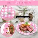 32 Pcs Pink Gingham Party Plates - 7 Inch Checkered Plaid Dessert Plates Disposable Pink and White Paper Plate - For Picnic BBQ Birthday Dinner Party Supplies