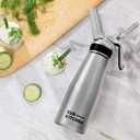 EurKitchen Professional Aluminum Whipped Cream Dispenser - Leak-Free Whip Cream Maker Canister with 3 Decorating Nozzles & Cleaning Brush - 1-Pint / 500 mL Cream Whipper - N2O Chargers (Not Included) (Standard Silver)