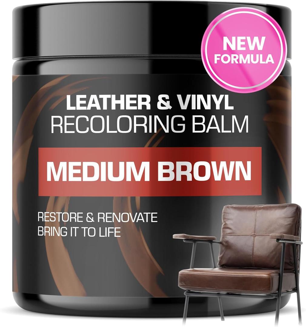 Leather Recoloring Balm, Color Restorer, Scratch Remover, Couch Paint and Repair, Leather Balm for Couches (Medium Brown)
