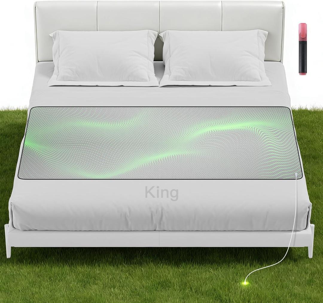 Graphene Grounding Mat for King Bed: Indoor Earth Therapy for Better Sleep & Energy Boost Conductive Sleep Pad with Grounded Benefits Wellness Gift Kit for Women