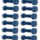 4 Inch Blue Teflon Coated Stud and Hex Nut, B7 Grade, 3/4"-10, All Thread, Sterling Seal & Supply (Pack of 12)