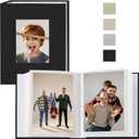 Small Photo Album 4x6 Photos Book, Linen Cover Mini Photo Book, 50 Page Holds 100 Pictures, photobook for Anniversaries Baby Vacations, Black