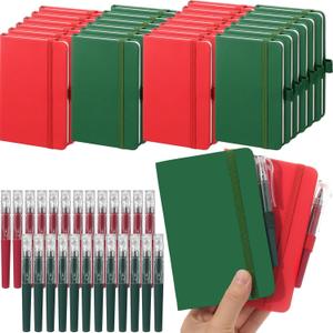 25 Pack Pocket Small Notebook Journals with Pen 5.6'' x 3.7'' Mini Journaling Notepads A6 Ruled Journals Hardcover Lined Notebook Bulk with Pen Holder for Office School Memo(Festive Colors)