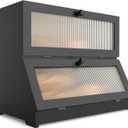 Bread Box for Kitchen Countertop: Bamboo Bread Storage Container for Homemade Bread, 2 Layer Breadbox, Large Bread Keeper Holder, Black