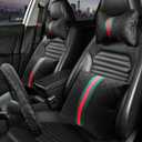 7PCS Steering Wheel Cover Set for Women, Car Accessories with Car Neck Pillows Lumbar Support Pillow and Seat Belt Covers, Universal Fit 14-15.5 inches (Black)
