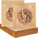 SUREHOME Cookie Bags Small Brown Paper Bags with Window 100 Pcs Thank You Stickers 5.7 x 6.5 Inch Individual Heat Sealable Kraft Bakery Bags for Gift Giving, Treats, Snacks, Baked Goods Packaging