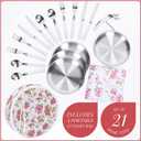 Wicker Picnic Basket with Handle, 15" Large Picnic Basket with Lid & Removable Liner, Vintage Hand Woven Basket with Cutlery Set for Picnics, Camping, Thanksgiving, and Birthday (4-person, Flower)