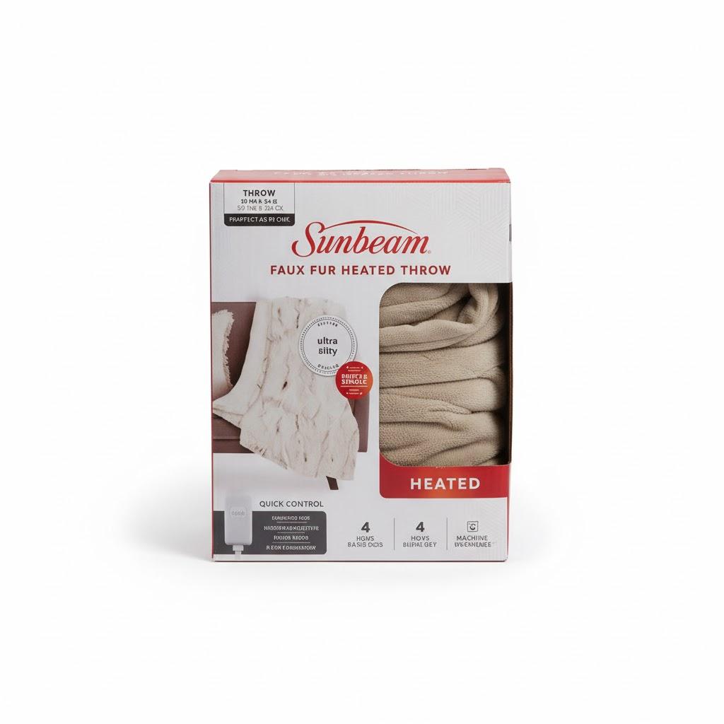 Sunbeam Faux Fur Heated Throw 127cm × 152 cm