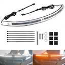 Aluminum Alloy Chrome Windshield Trim with LED Running Turn Signal Lights for Harley Touring Street Glide Electra Glide Ultra Limited 2014-2025, Smoke Lens Batwing Fairing Windshield Accent Strip