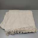 Americanflat Throw Blanket for Couch in Cream Herringbone 50" x 60" - All Seasons Lightweight Cozy Soft Blankets & Throws for Bed and Sofa - 100% Cotton with Fringe