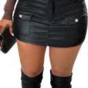 SOFIA'S CHOICE Women Leather Skirts Mini High Waisted Casual Bodycon Skirt Black Large (Black), L
