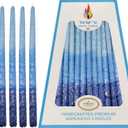 The Dreidel Company Hanukkah Candles Multi Blue Hued Frosted Deluxe Tapered Candles 1-Hour Burn Time 45 Candles for All Eight Nights of Chanukah (Single)
