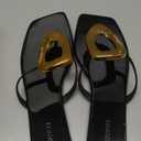 Coutgo Womens Flat Sandals Comfortable Flip Flops Slide Sandals Summer Beach Shoes with Metal Decoration (10, Black)