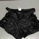 Verdusa Women's Faux Leather Shorts Sexy Micro Booty Mini Shorts Night Club Outfits Hot Short (Medium, Black)