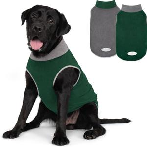 cyeollo 2 Pack Dog Sweater Stretchy Sweatshirt Lightweight Fleece Vest Reflective Jacket Dog Clothes Sweaters for Medium Dogs Boy Green & Grey (XX-Large (35-58lbs))