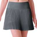 Pleated Tennis Skirts Womens Athletic Golf Skorts Workout Skirt with 2 Pockets on Liner Shorts Grey M