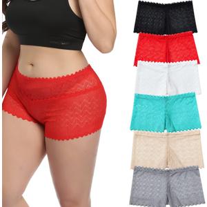 Women's Underwear Regular & Plus Size Panties Sexy Lace Boyshort Hipster Cheeky Panty (M)