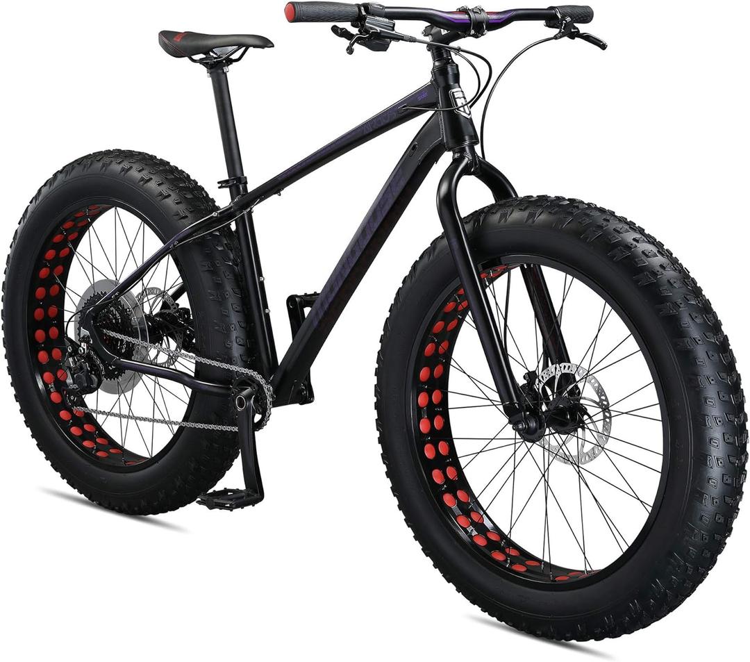 Mongoose Argus Sport Fat Tire Mountain Bike, 26 Inch Bike for Men and Women, 10 Speed, Aluminum Frame, Knobby Mountain Fat Tires, Shimano Deore Shifters, Hydraulic Disc Brakes, Adult Bicycle (Black)