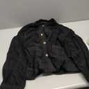 Cardigan Jacket for Women Loose Fit Ribbed Knit Trim Casual Jacket Shacket with Pockets (Large, Black)